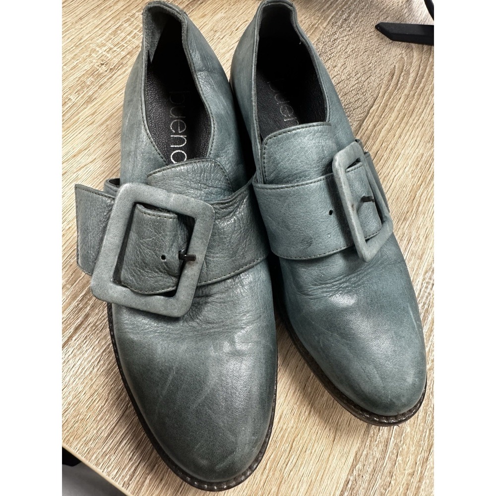 Bueno Green Buckle Size 37 W7 Loafers Leather GC SB15